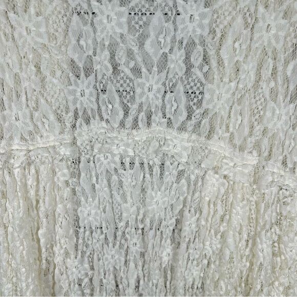 Surrealist USA Ivory Pucker Lace Bohemian Romantic Cottagecore Chic Jacket M/L - Picture 9 of 10